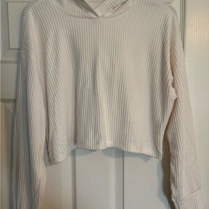 Women's Cream Ribbed Hoodie Top